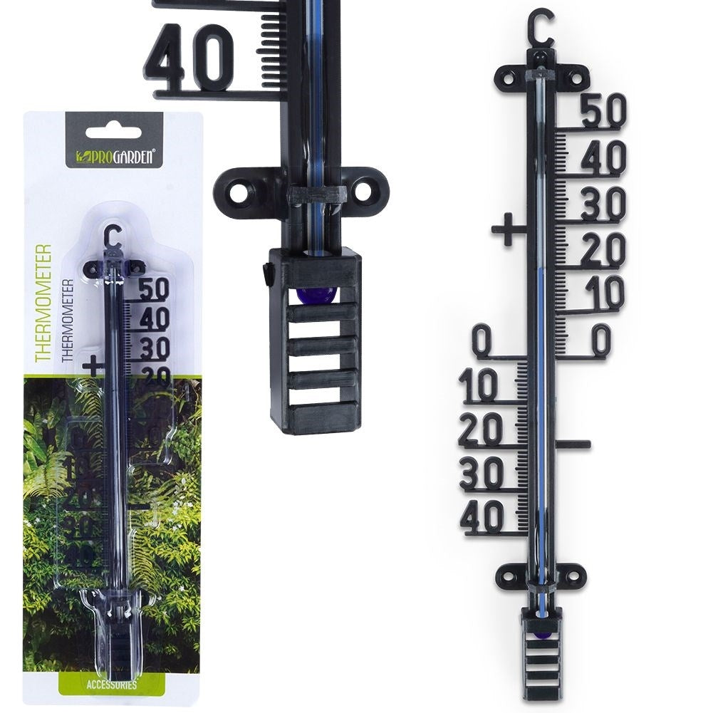 Black Indoor and Outdoor Thermometer with Clear Scale