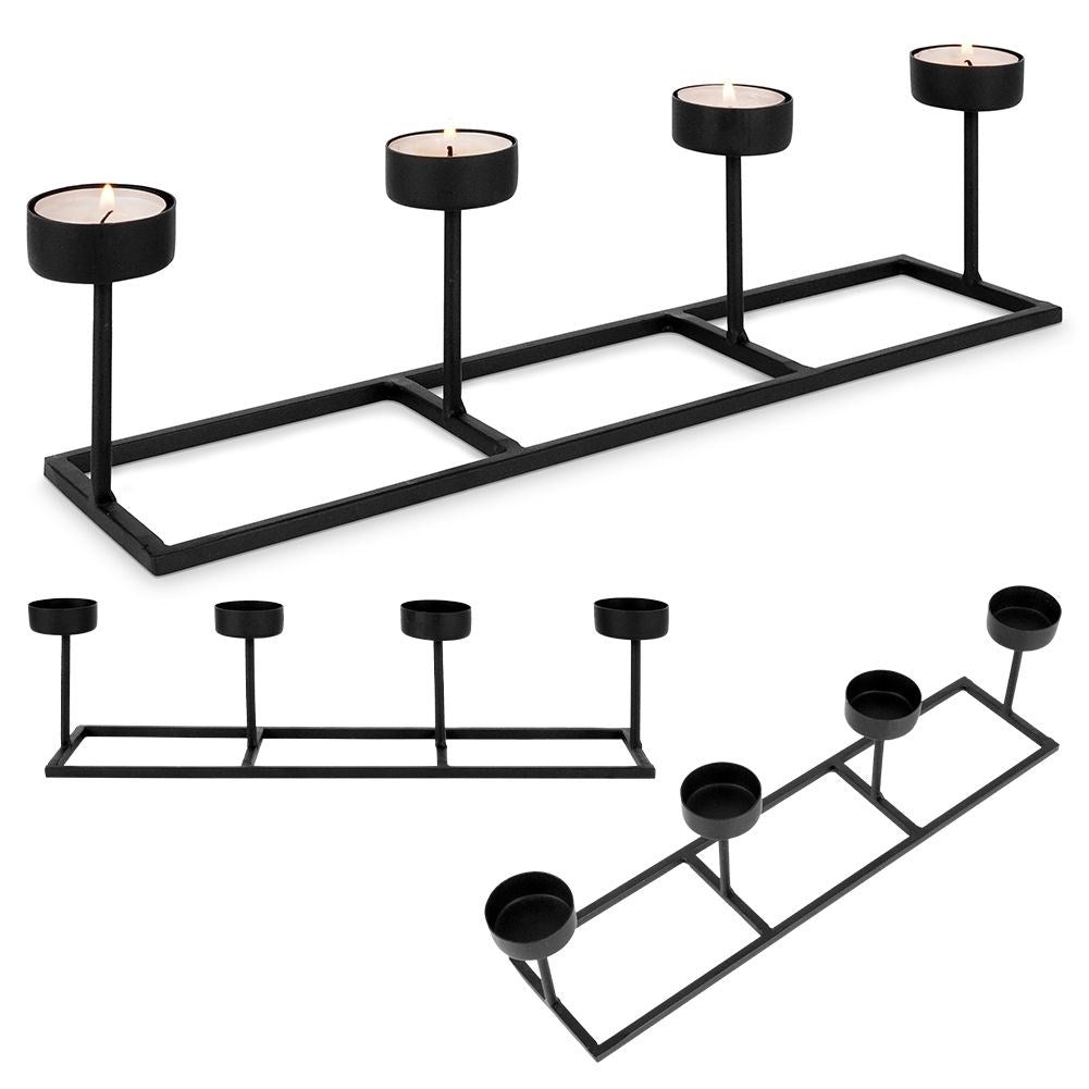 Black Metal Candlestick for Four Tealights