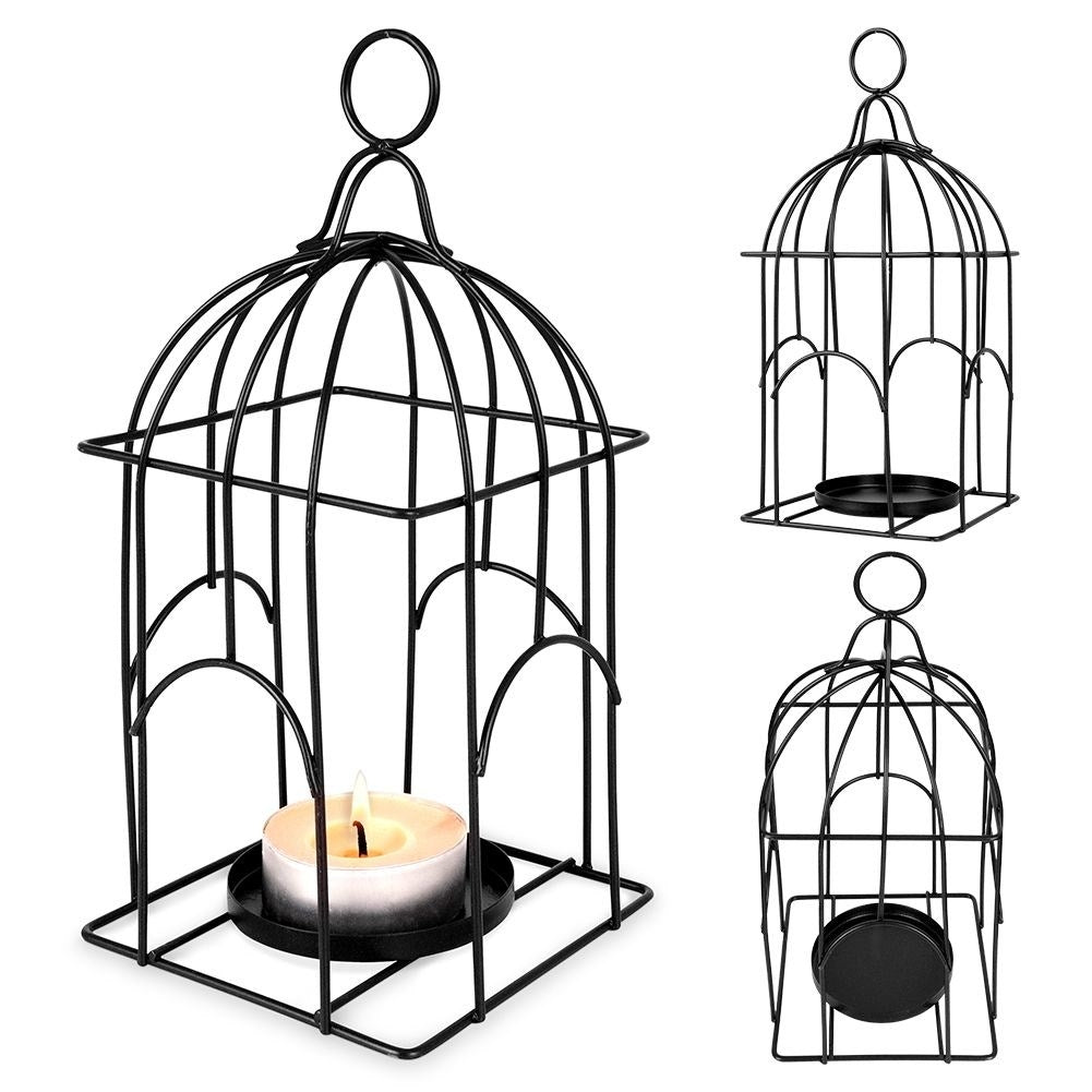 Black Metal Lantern in Birdcage Design for Light