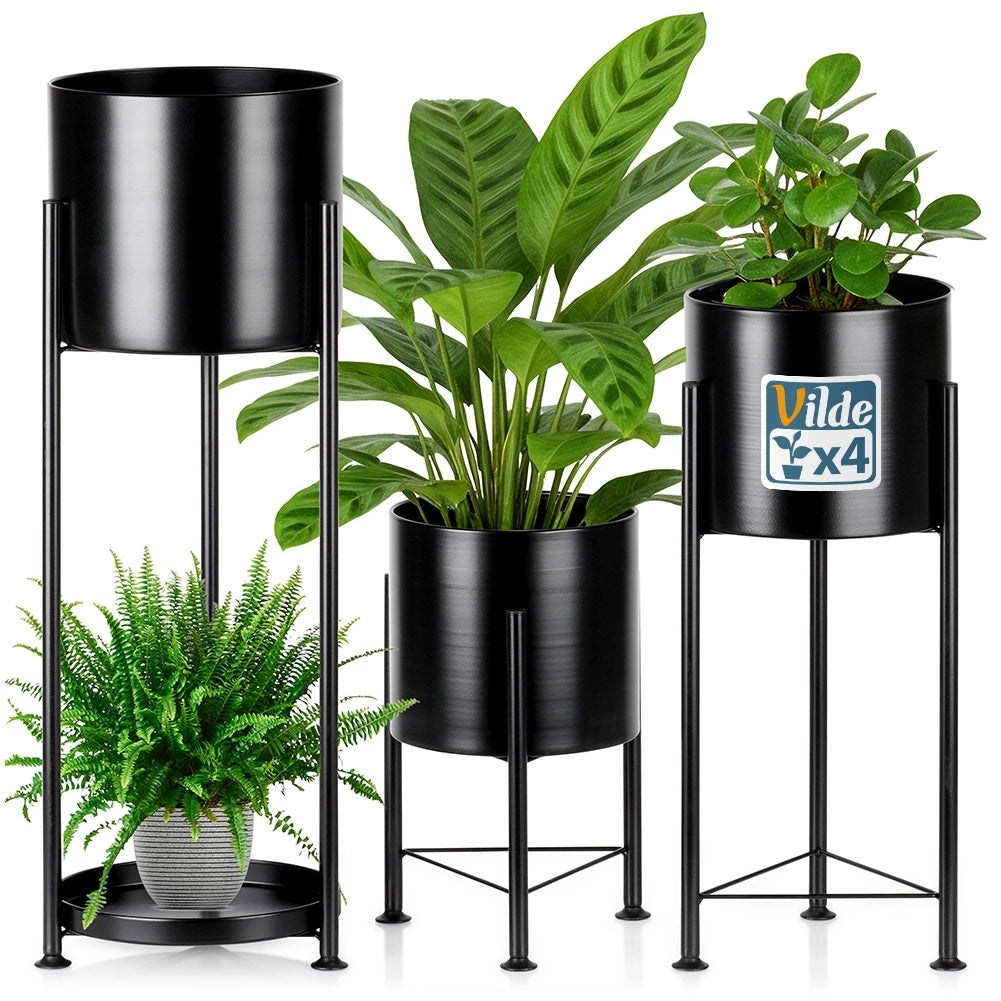 Black Metal Plant Stands Set of 3 – Modern Design