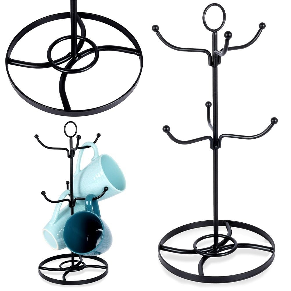 Black Rack for Mugs and Cups in Lacquered Metal