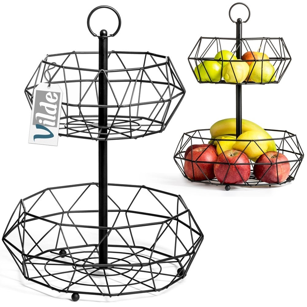 Black Two-tiered LOFT-style fruit basket