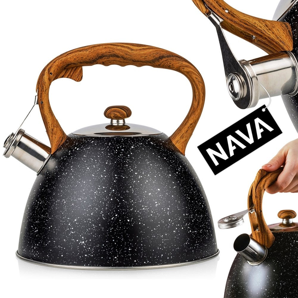 Black Whistling Kettle in Stainless Steel for All Stoves
