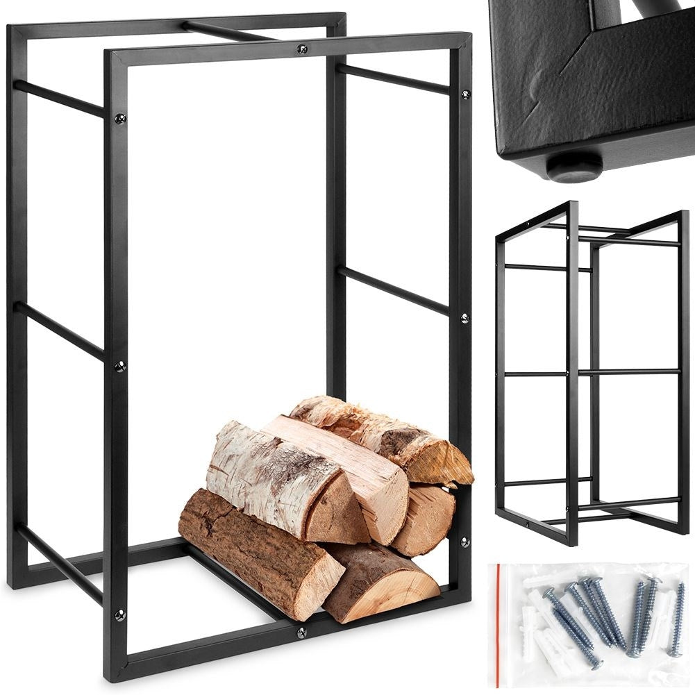 Black Wood Rack in Loft Style - Unique Decoration and Storage