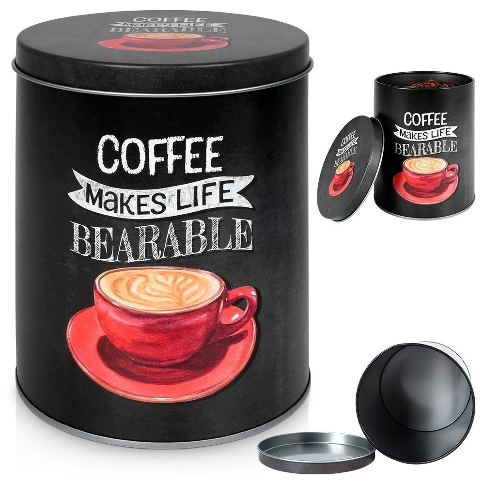 Black aluminum can with graphics - Perfect for coffee!