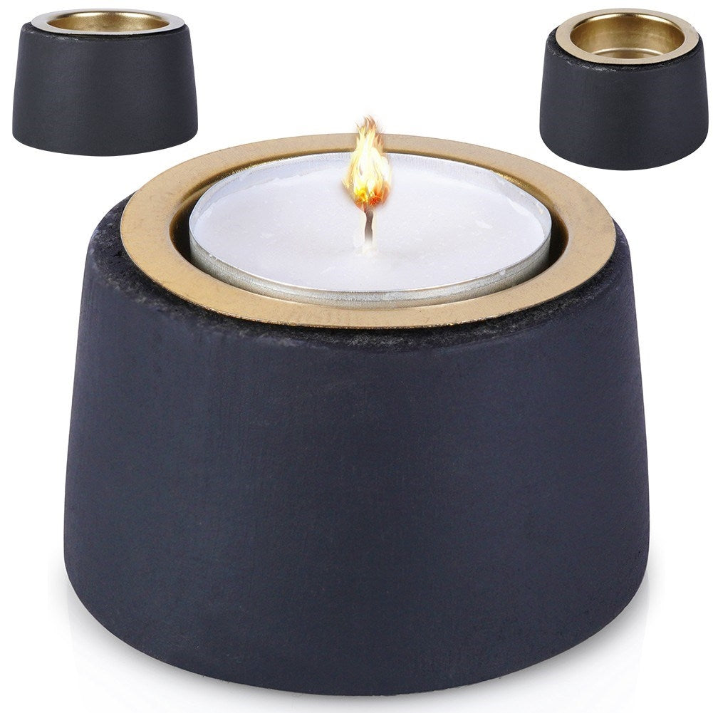 Black and gold candle holder in wood and metal for tealight