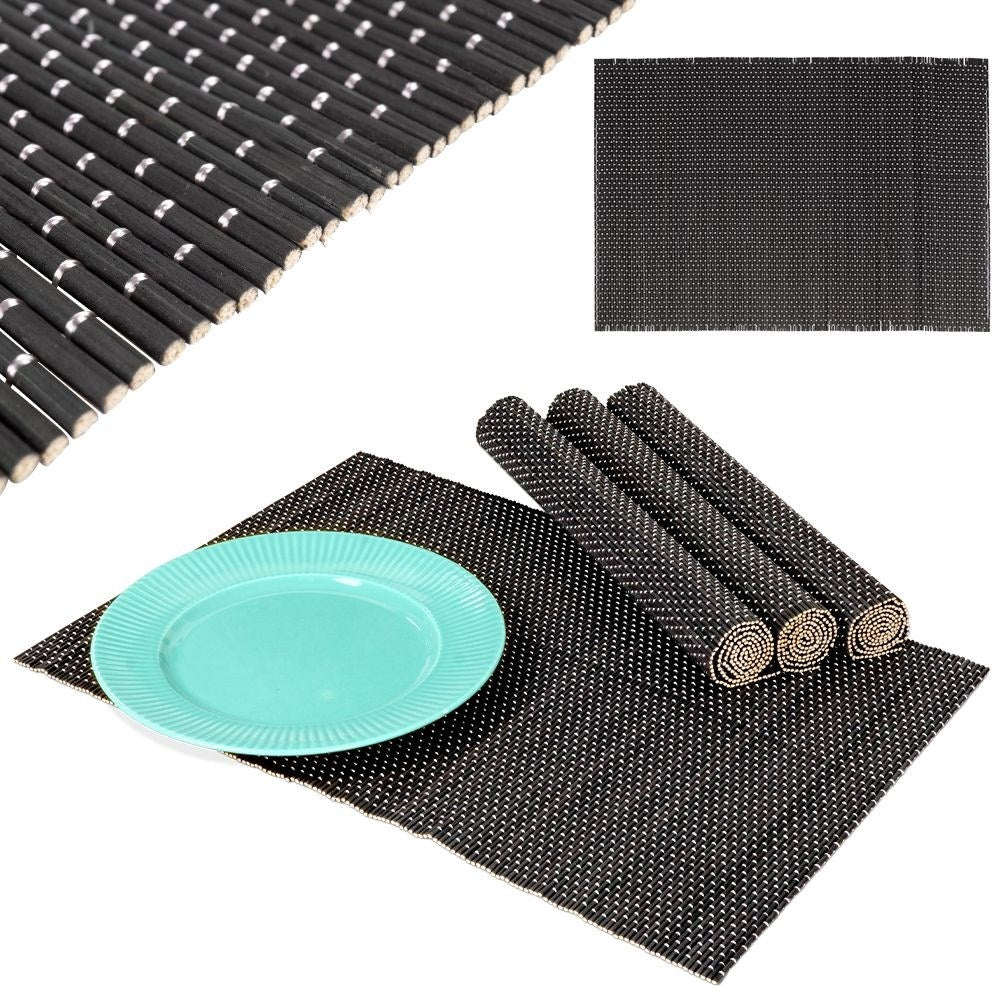 Black bamboo placemats - set of 4 rectangular