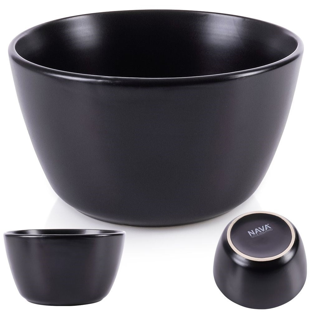 Black ceramic bowl: microwave and dishwasher safe