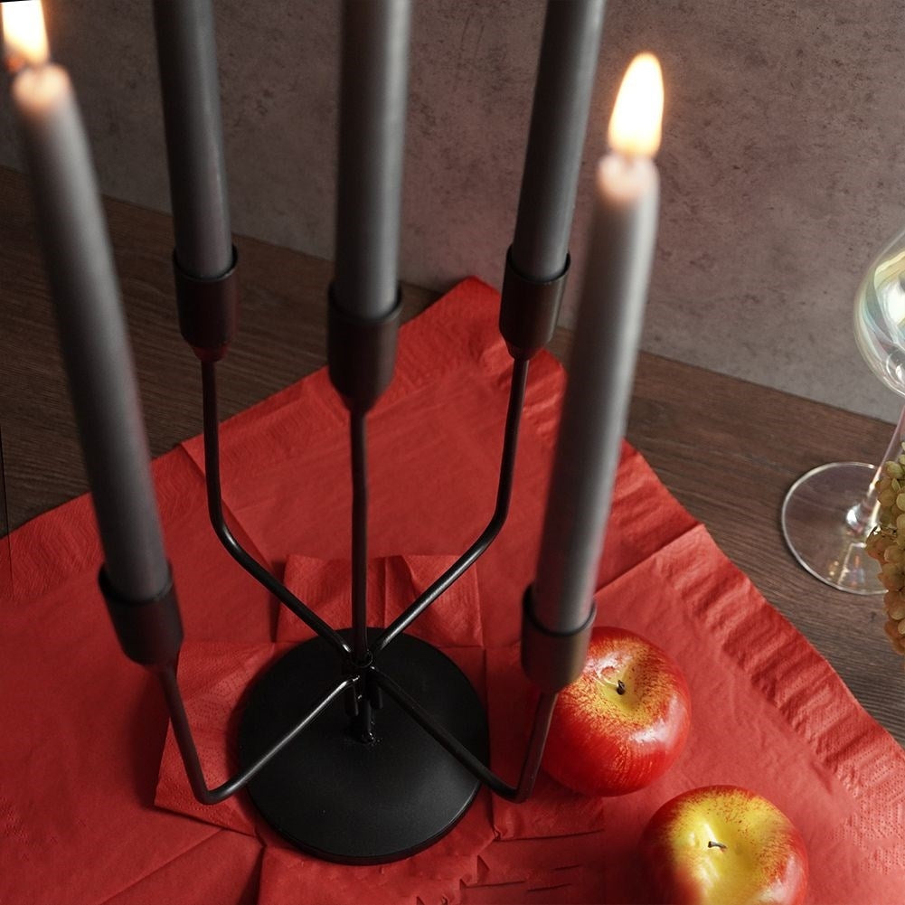 Black matt candle holder for 5 long candles - unique design