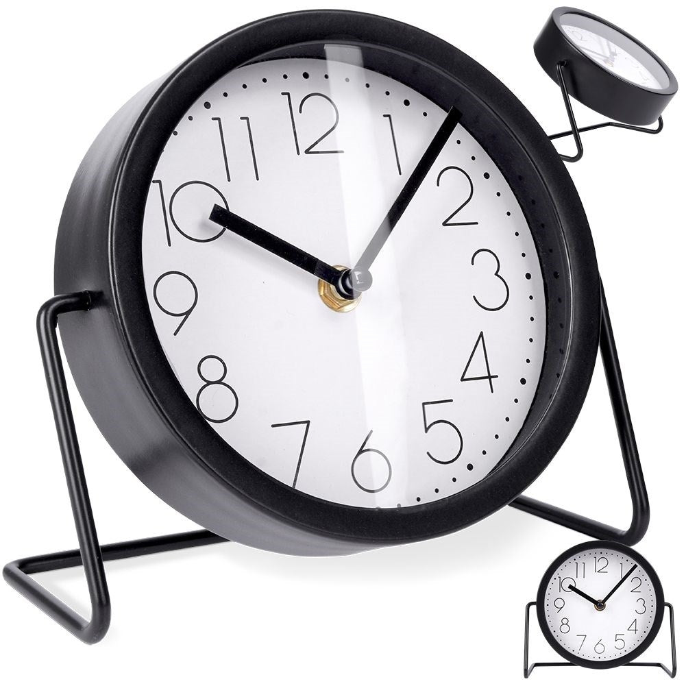 Black metal clock for dresser, desk or table