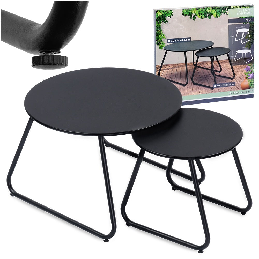 Black metal coffee table, 2 pcs.