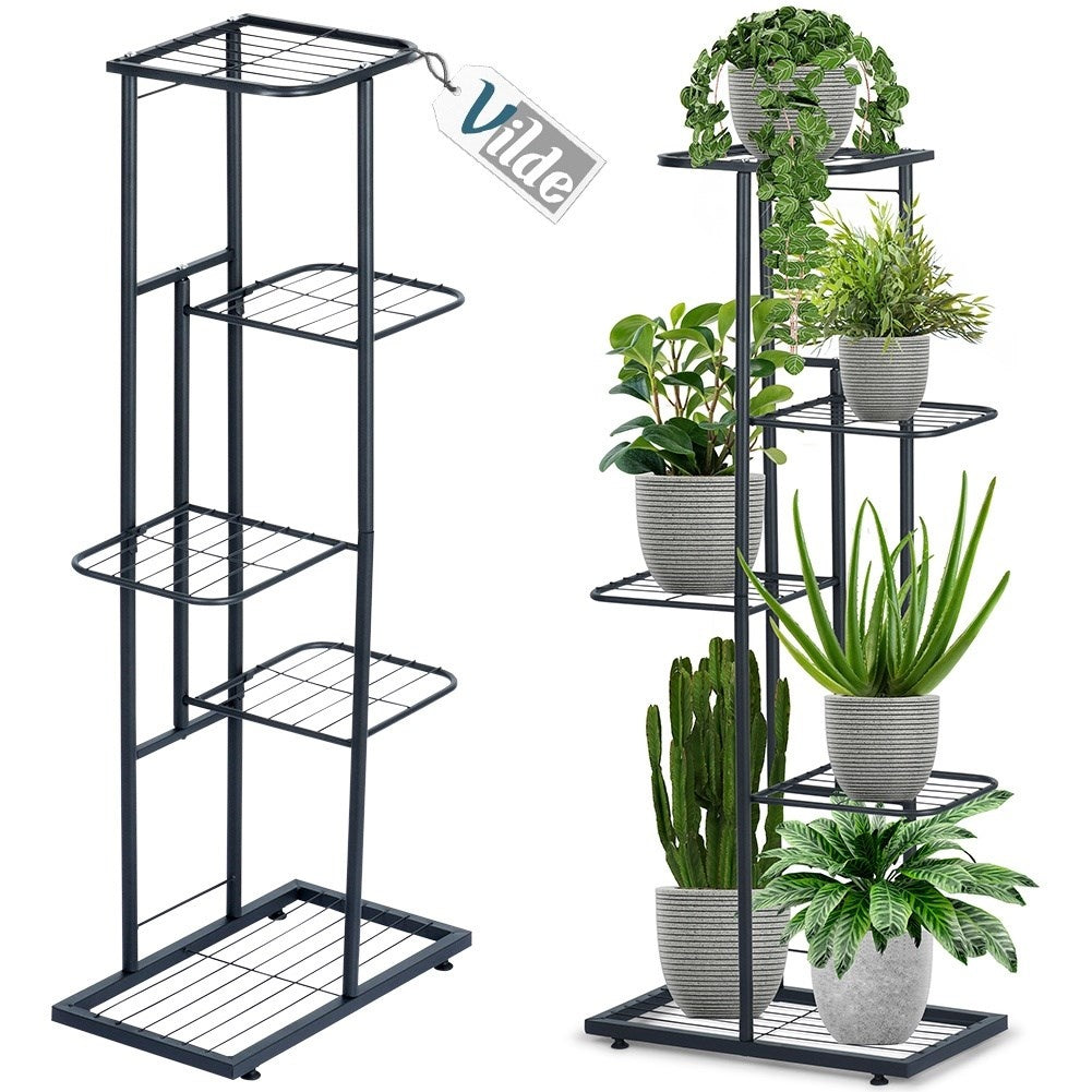 Black metal flower stand with 5 levels in industrial style