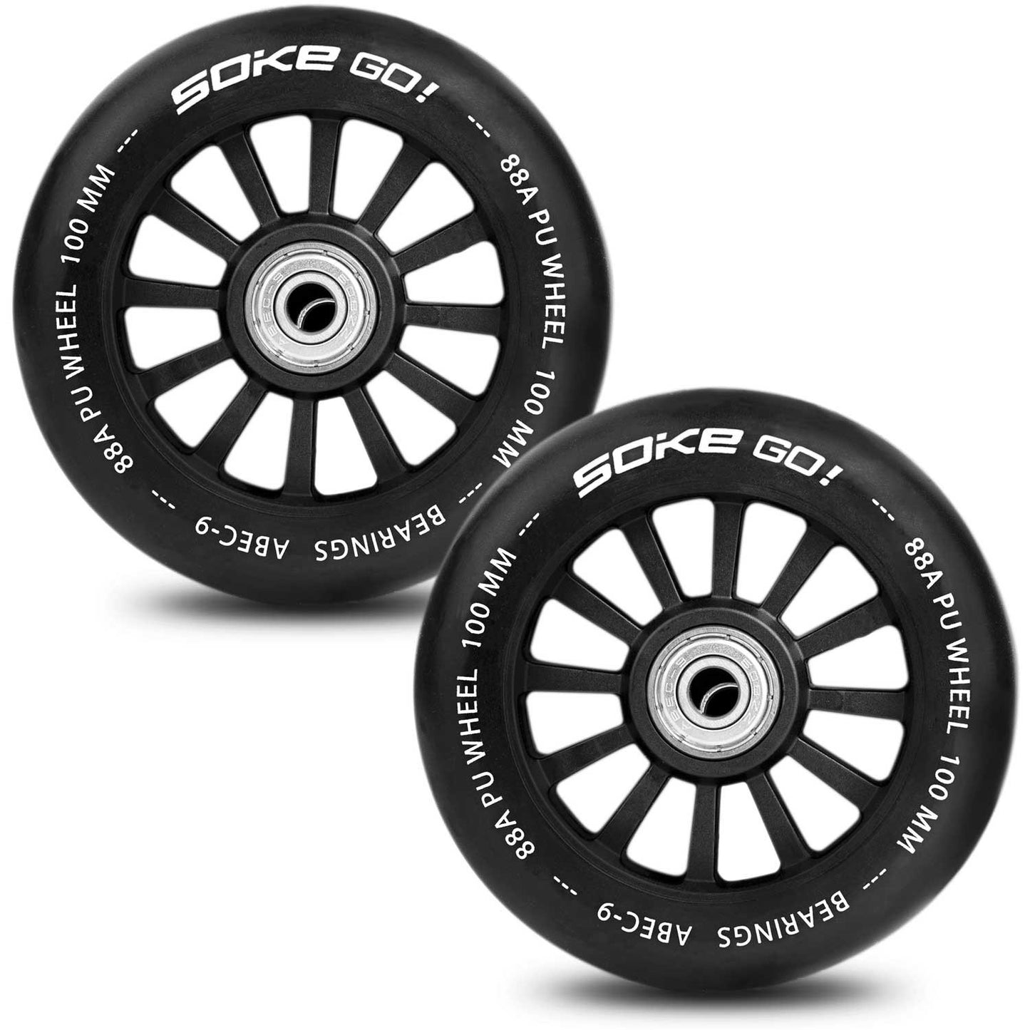Black wheels for scooter 100 mm - 2 pcs