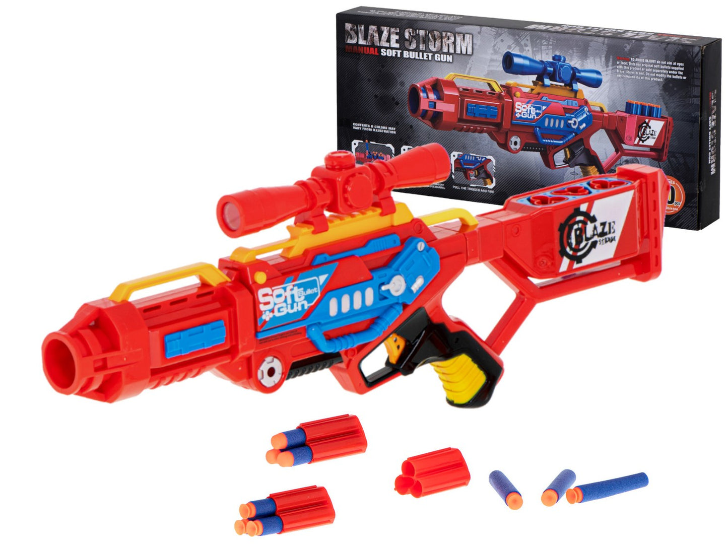 Blaze Storm foam dart machine gun + 20 darts red