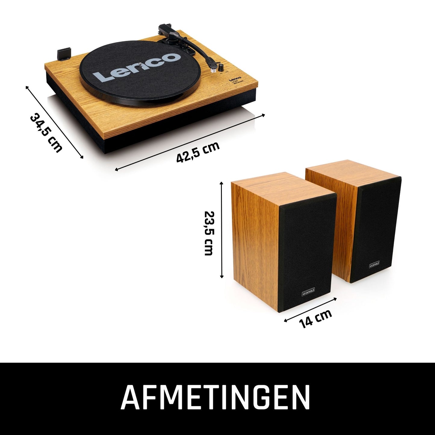Bluetooth Record Player with Dual Wood Speakers, Auto-Stop