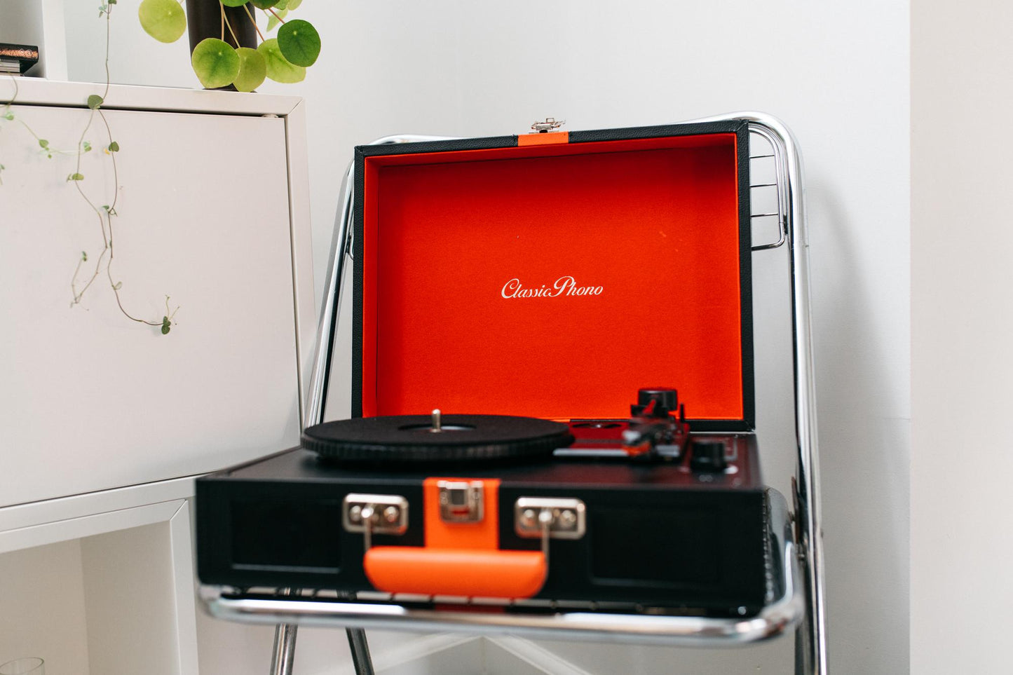 Bluetooth Record Player with Speakers, 3-Speed, Black/Red