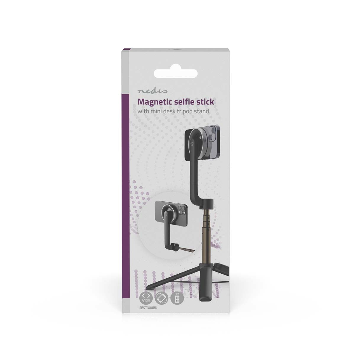 Bluetooth® Selfie Stick | Bluetooth® version: 5.0 | Maximum screen size: 7 " | Folded lenght: 17 cm | Unfolded length: 61 cm | Maximum weight capacity: 1000 g | Battery Powered