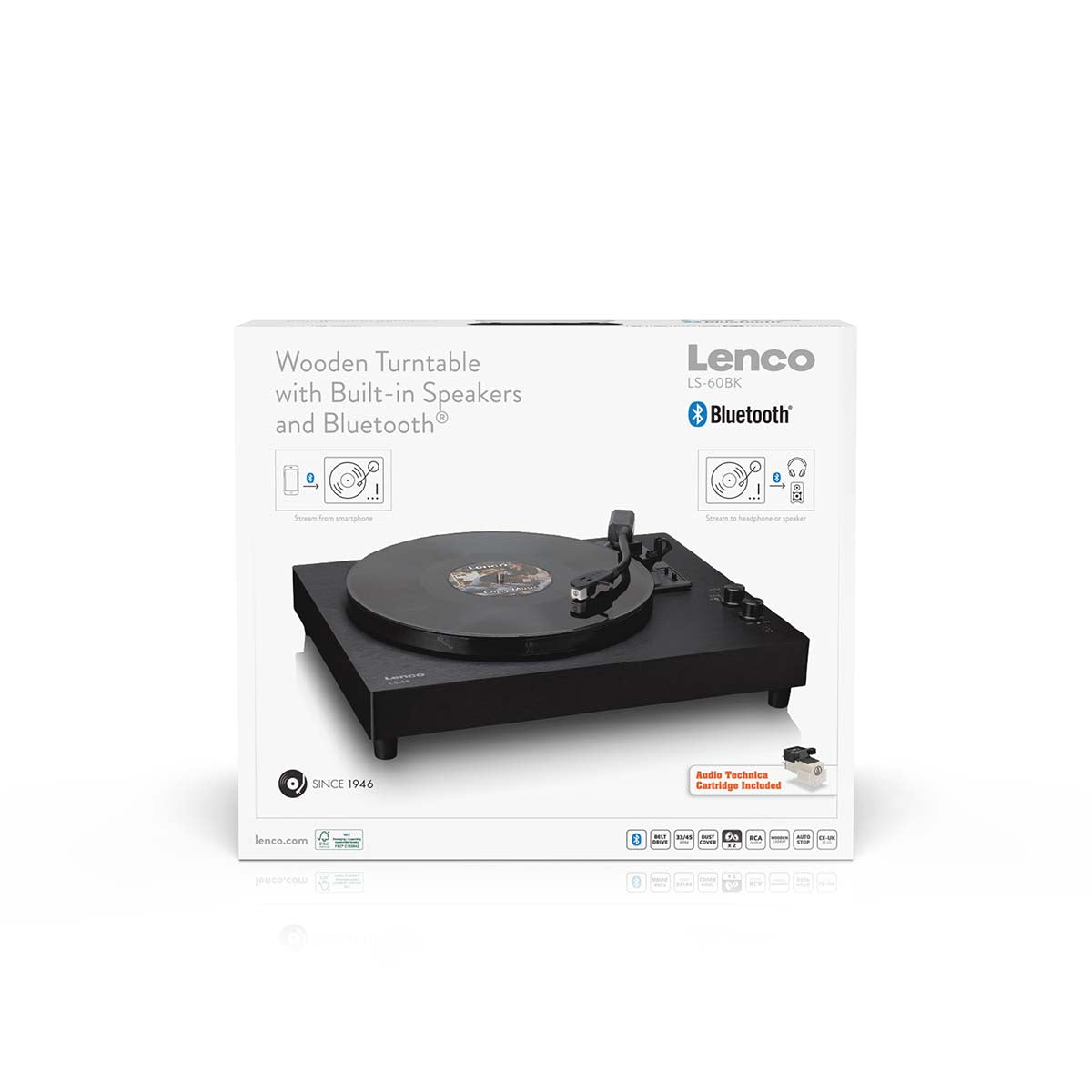 Bluetooth Turntable with Built-In Speakers and Amp