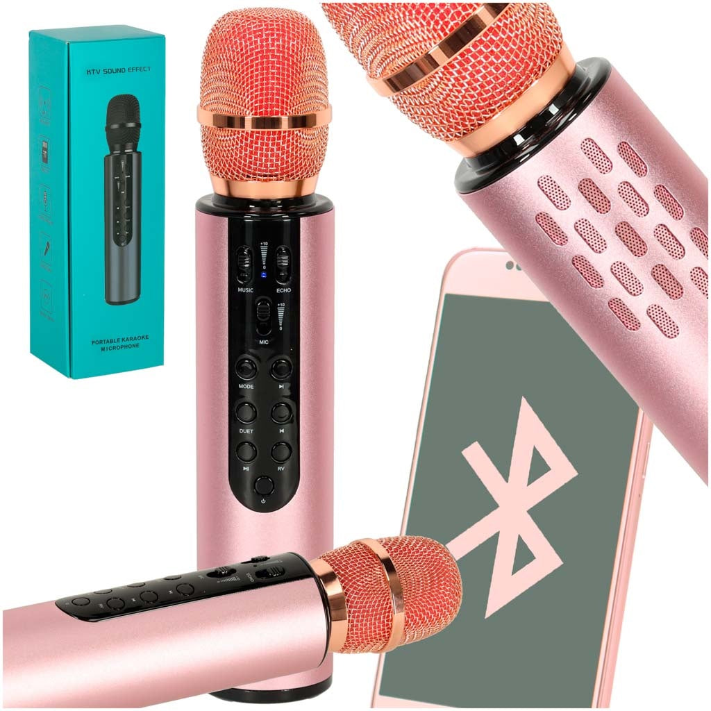 Bluetooth karaoke wireless microphone pink