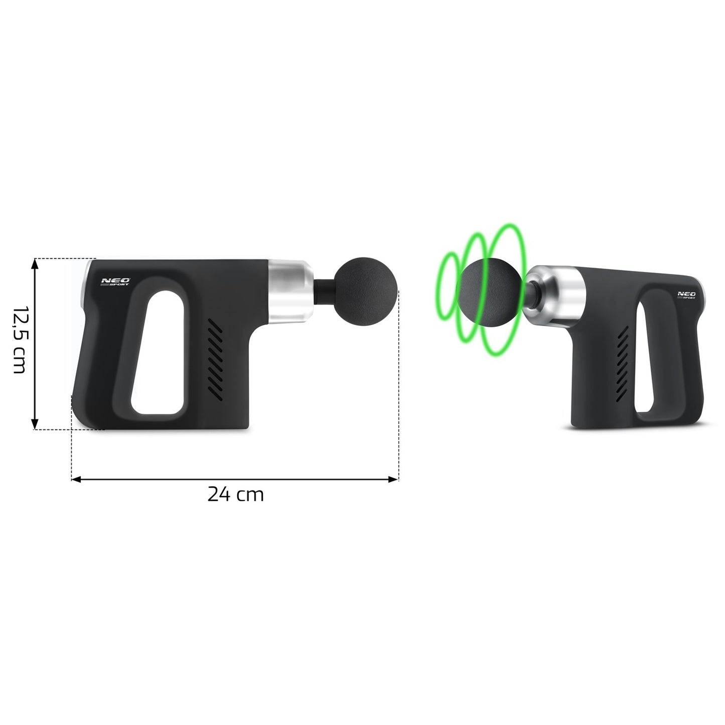 Body Massage Gun with 5 Nozzles NS-502 Neo-Sport Black