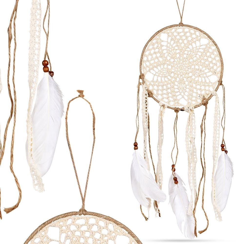 Bohemian Dream Catcher with Feathers and Pearls