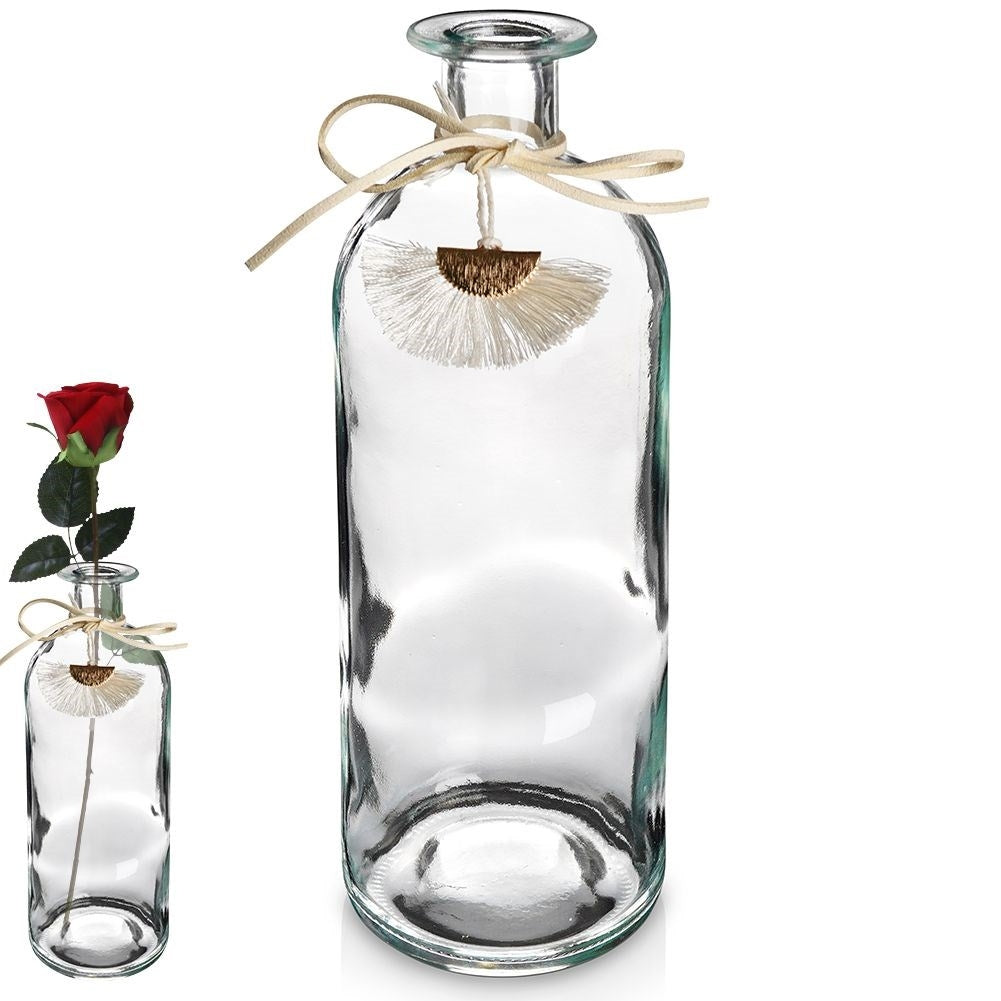 Boho glass vase with flower pendant