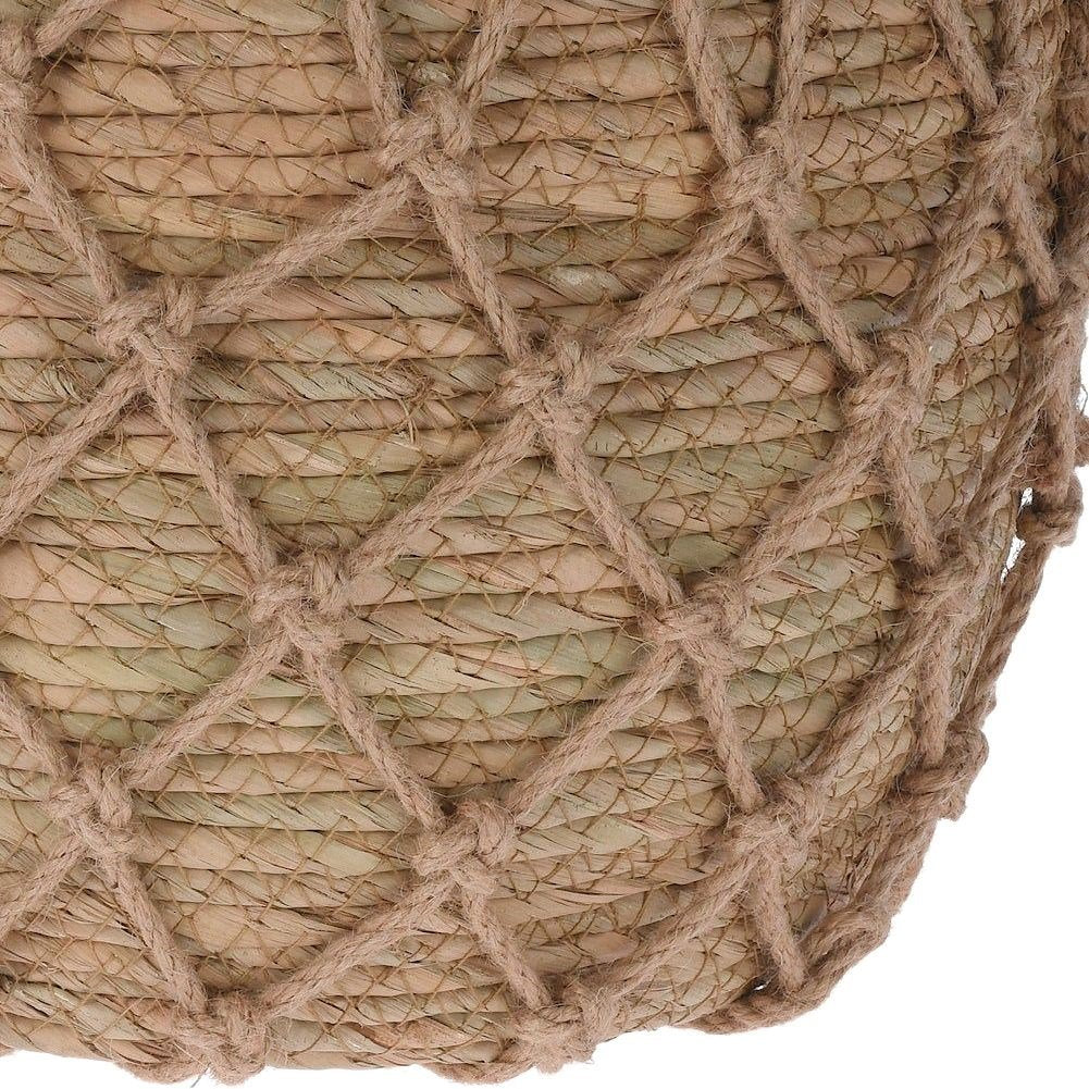 Boho style wicker pot with natural seaweed and handle