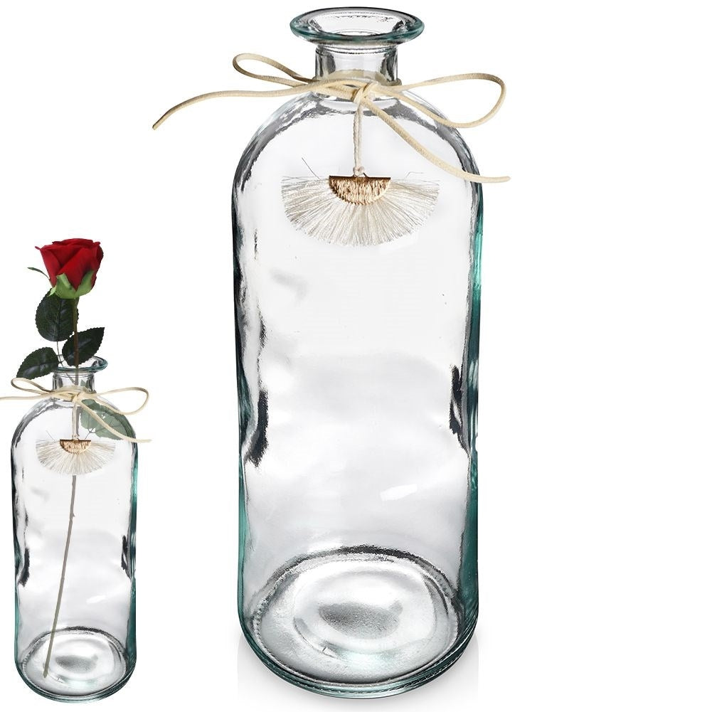 Boho vase in glass with pendant for flowers