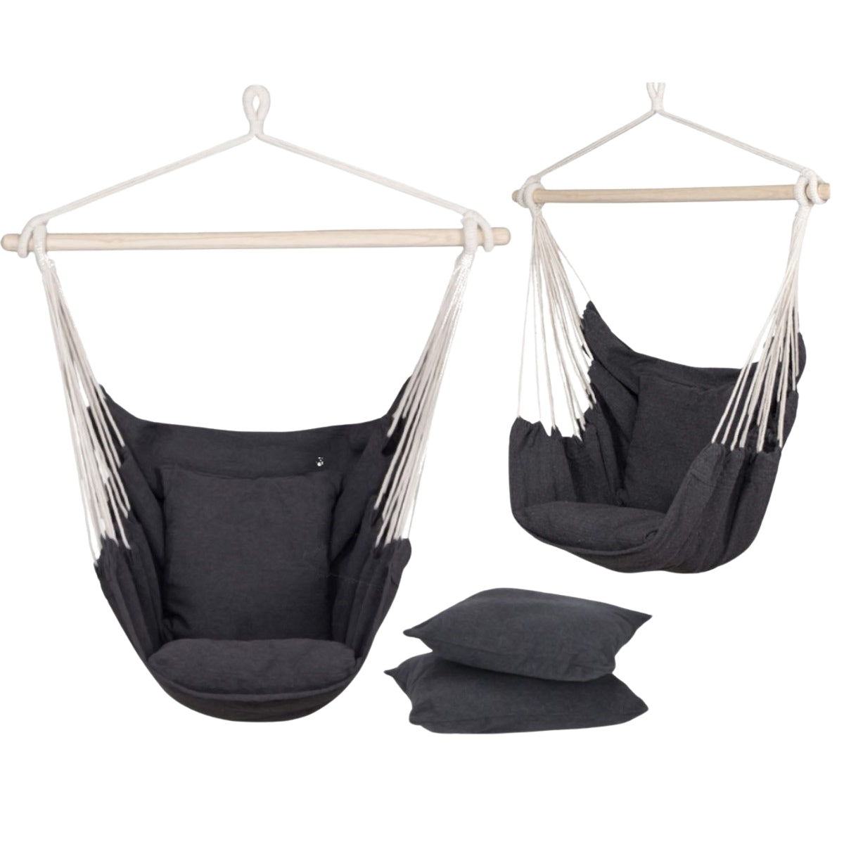 Brazilian hammock chair with cushions black