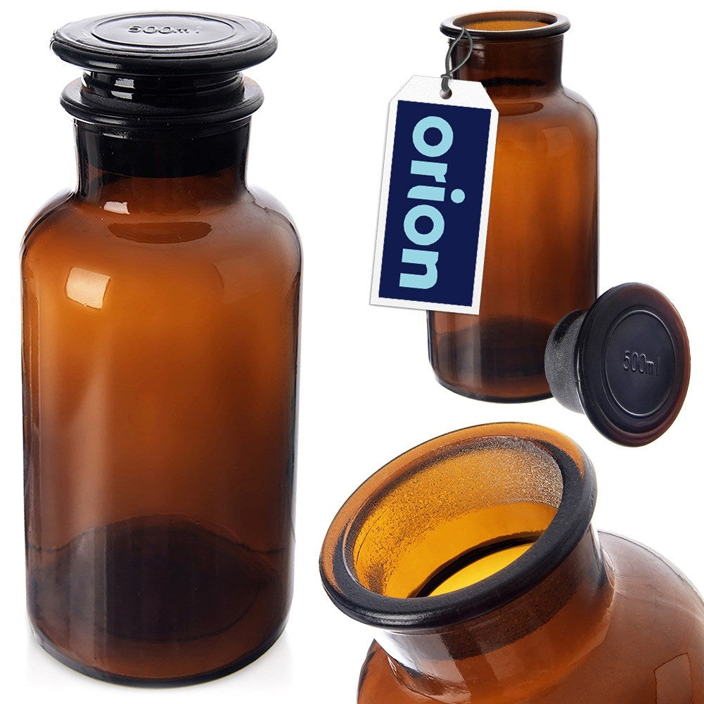 Brown glass food container with wide-neck cork 500 ml