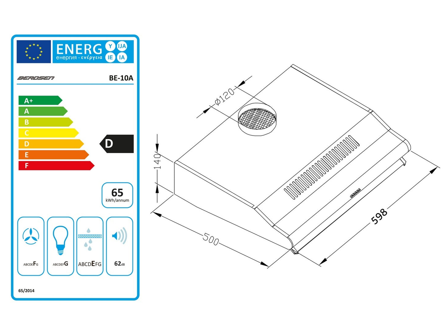 Built-in kitchen hood - 60 cm Berdsen BE-10-A Stainless Steel