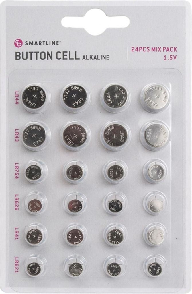 Button cells Mix Smartline 24-pack Alkaline (LR41/LR43/LR44/LR621/LR626/LR754)