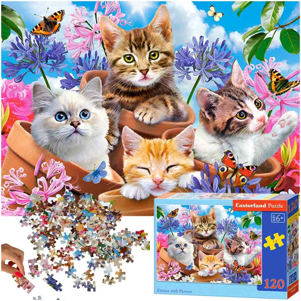 CASTORLAND Puzzle 120el. Kittens with Flowers