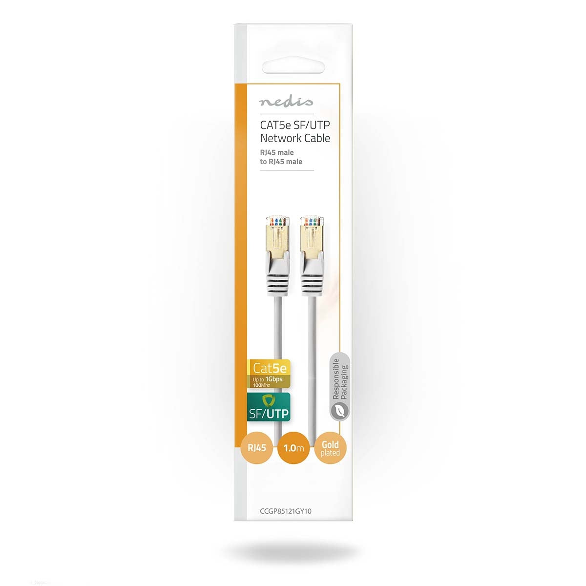 CAT5e network cable | SF/UTP | RJ45 male | RJ45 male | 1.00 m | Round | PVC | Gray | Envelope