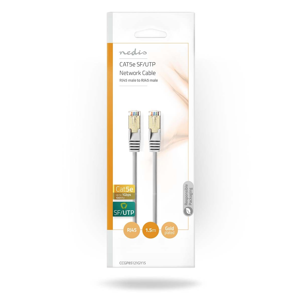 CAT5e network cable | SF/UTP | RJ45 male | RJ45 male | 1.50 m | Round | PVC | Gray | Envelope