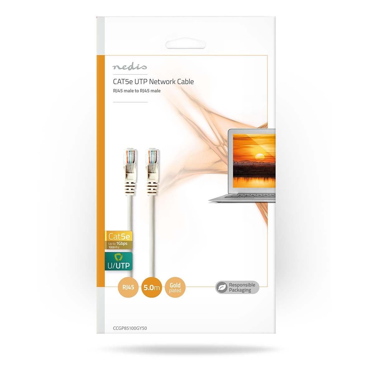 CAT5e network cable | U/UTP | RJ45 male | RJ45 male | 5.00 m | Round | PVC | Gray | Envelope