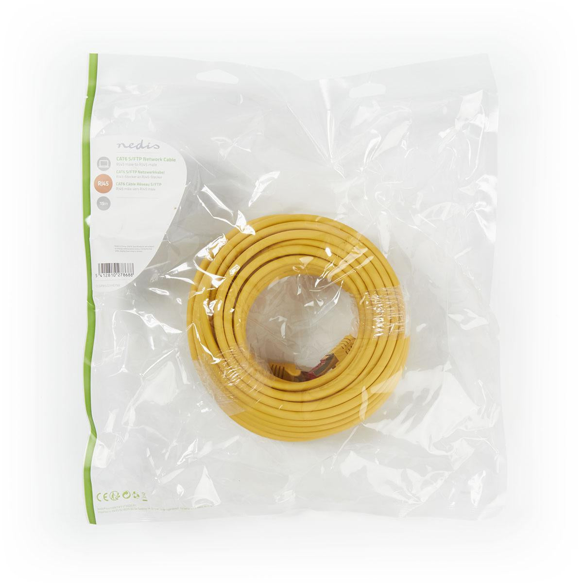 CAT6 Network Cable | RJ45 male | RJ45 male | S/FTP | 15.0 m | Round | LSZH | Yellow | Plastic bag