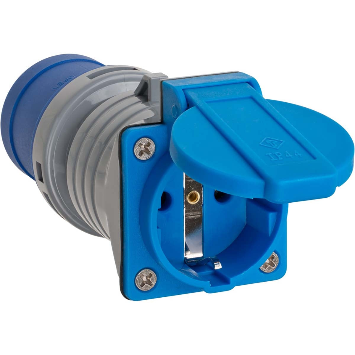 CEE adapter / caravan adapter IP44 (3-pin CEE plug: 230V / 16A, socket: 230V / 16A, for outdoor use, ideal for camping)