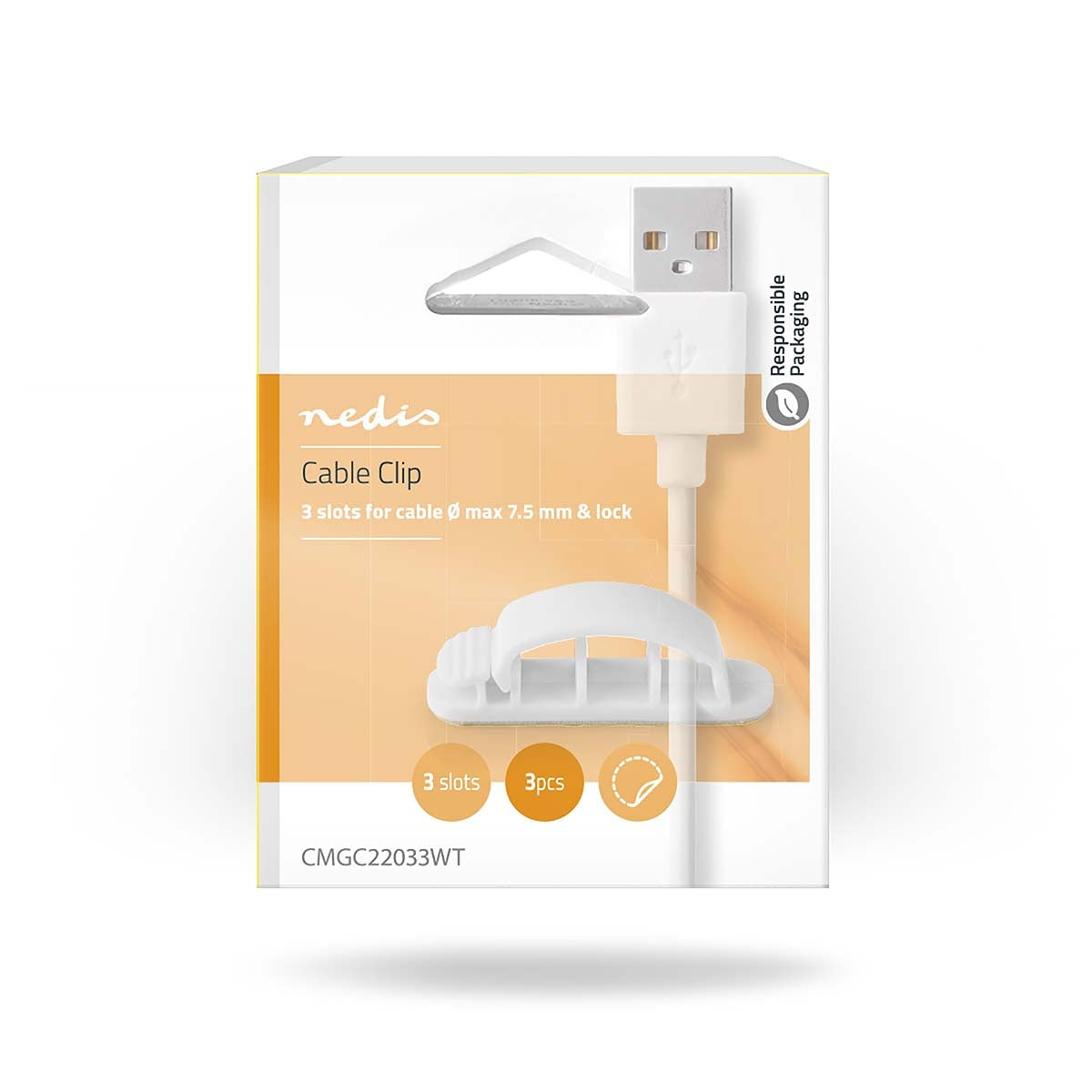 Cable Management | Cable clamp | Locked | 3 pcs. | Number of seats: 3 Discs | Maximum cable thickness: 7.5 mm | Polypropylene | White