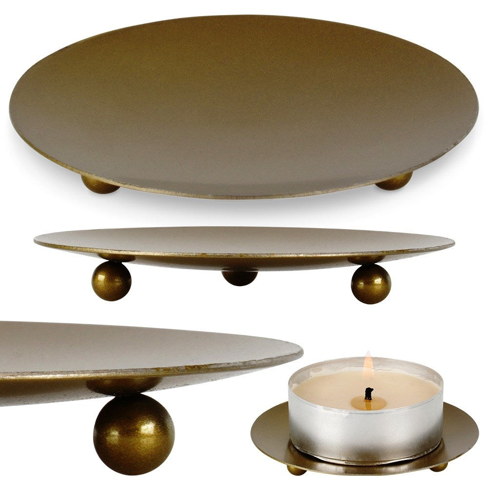 Candle stand, metal, gold, 8.5 cm