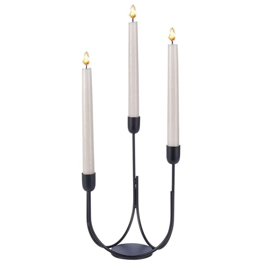 Candlestick for Three Candles in Black Metal - Industrial Style