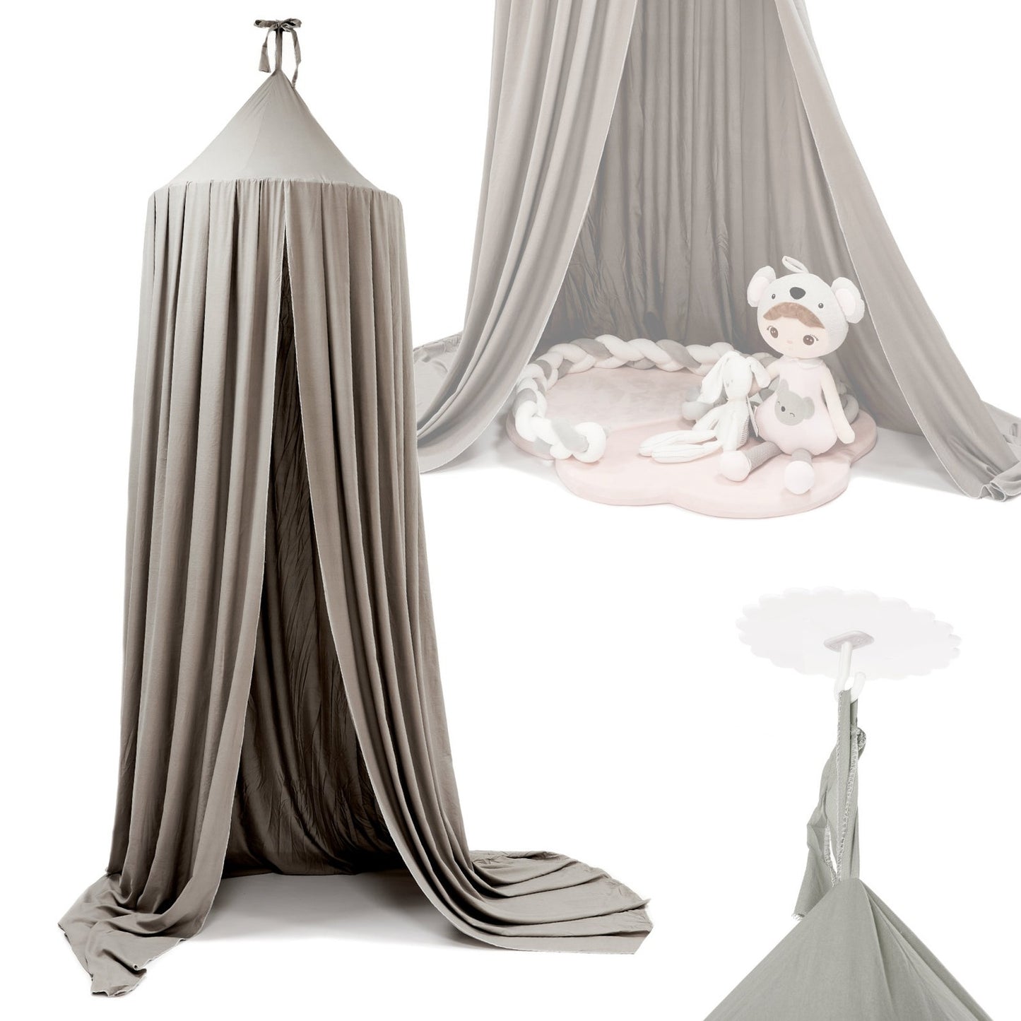 Canopy curtain tipi tent hanging grey