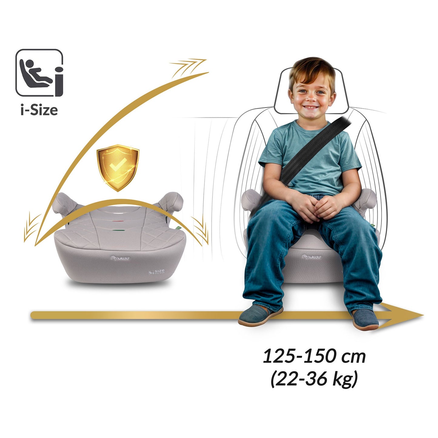 Car Seat Booster, Isofix, 22-36 kg, Adjustable