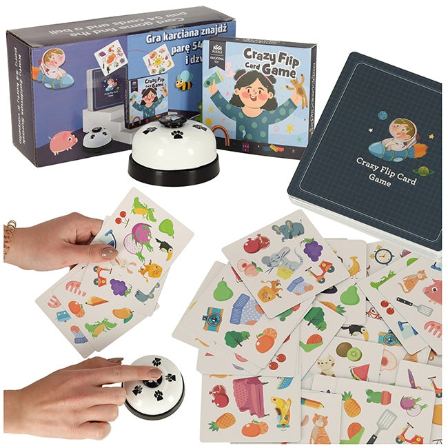 Card game find the pair 54 cards and a bell