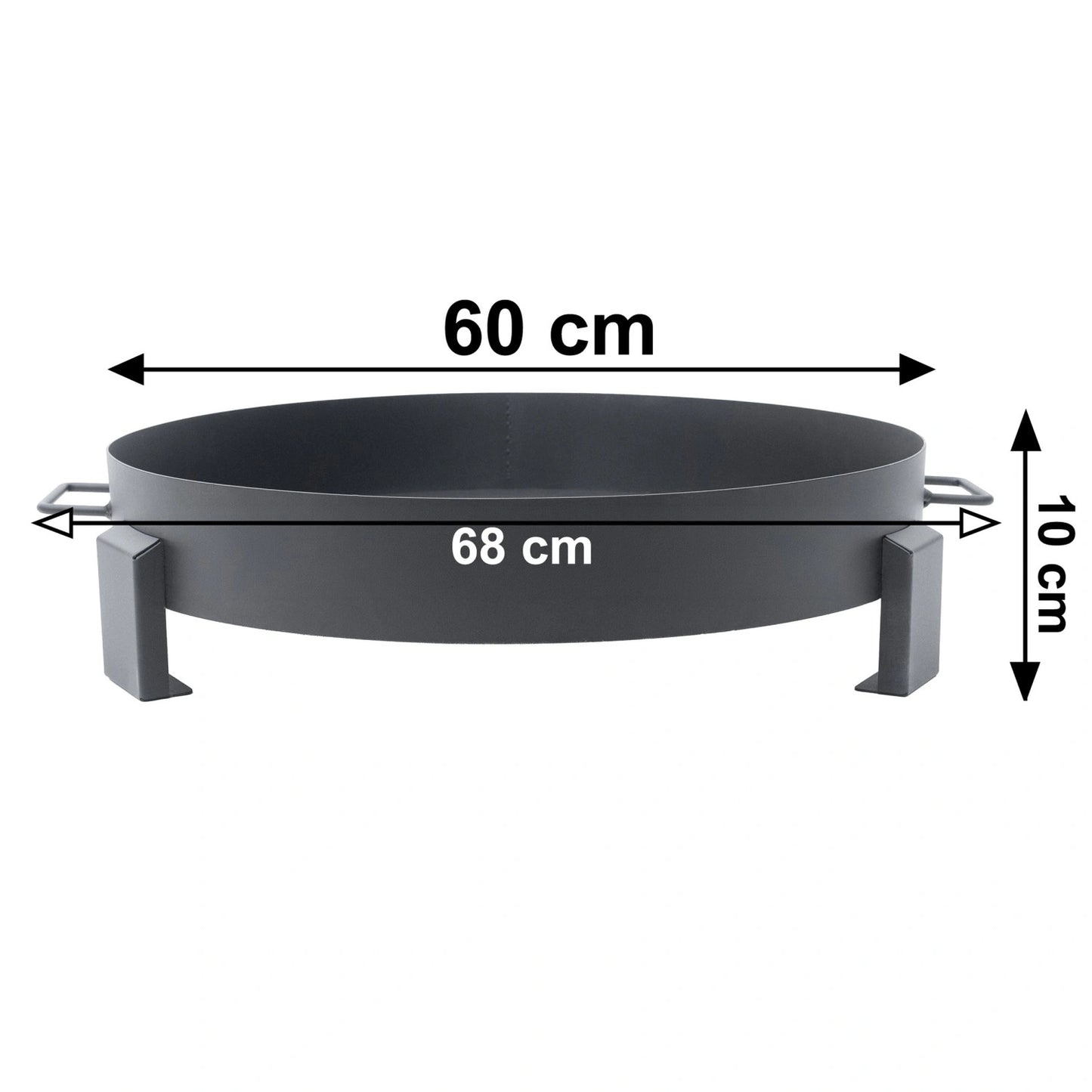 Cast Iron Garden Fire Pit with Handles, 60 cm