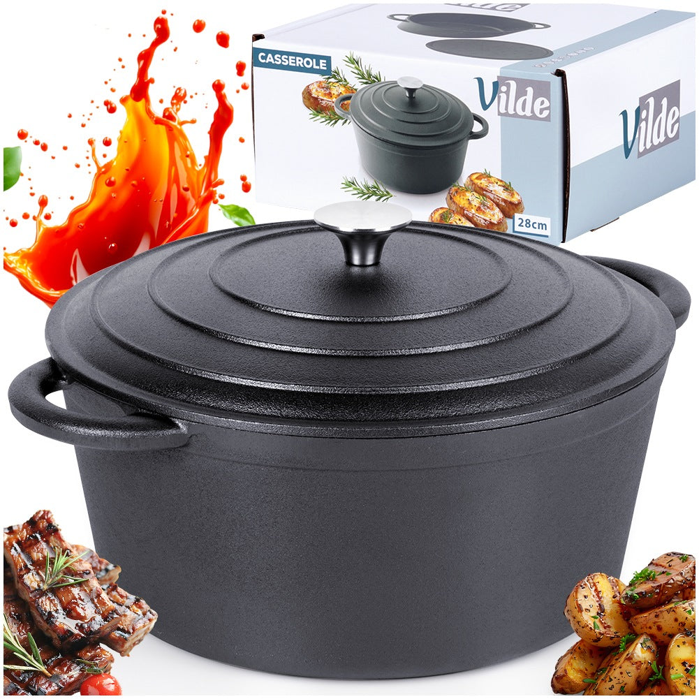 Cast Iron Pot with Lid, 28 cm, 5.9 L Capacity