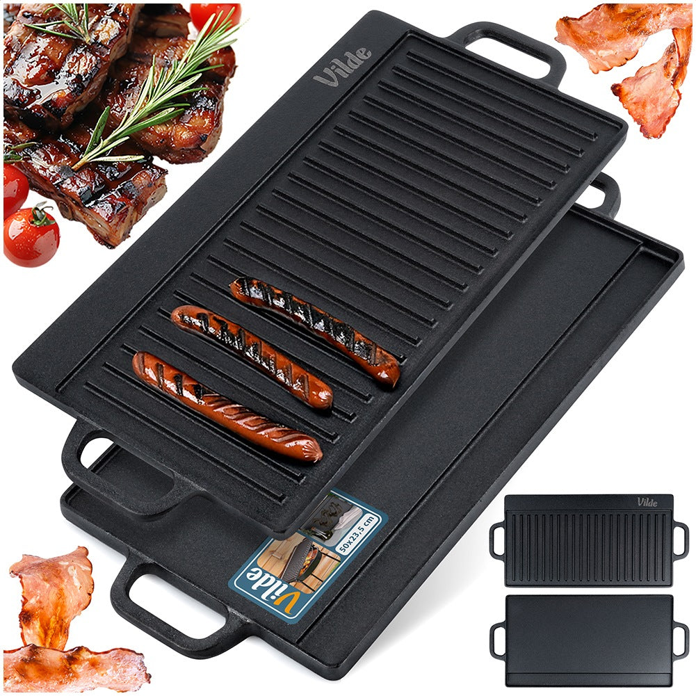 Cast iron double-sided grill plate CAST LINE 50.5x23.5 cm