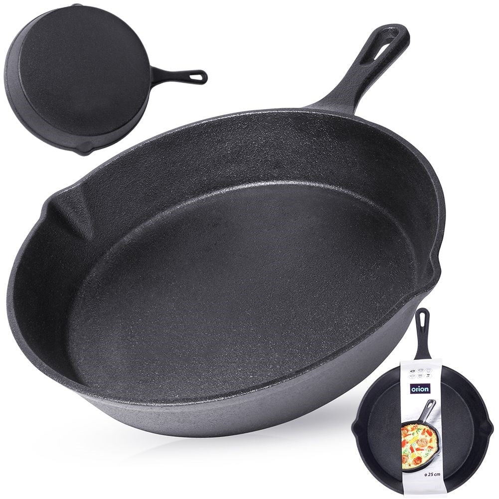 Cast iron pan 25 cm for all kitchens, ovens and open fires