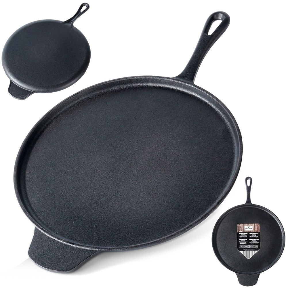 Cast iron pan for pizza, pancakes, plates and tortillas