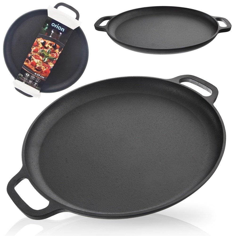 Cast iron pan with handle for oven, stove and open fire